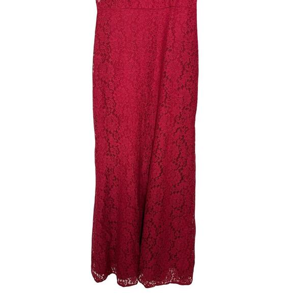 Shoshanna Size 0 Red Rose Lace Euro Summer Long Gown Dress Gala Special Birthday - Picture 5 of 15
